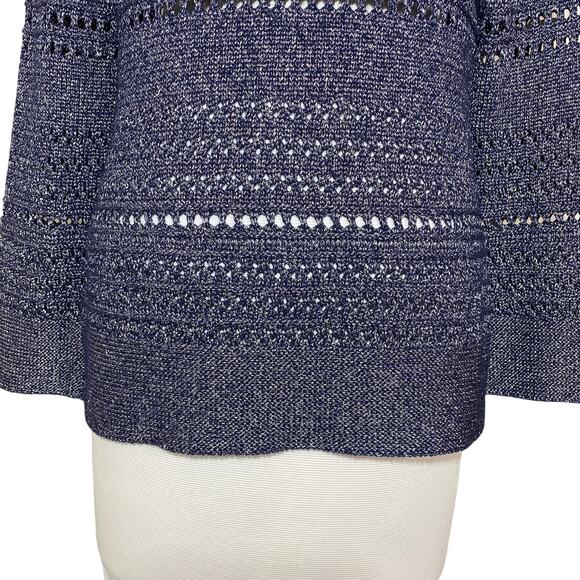 Chico's Open Knit Textured Sweater Blue Women 4 (Chico's 0) - Picture 5 of 8